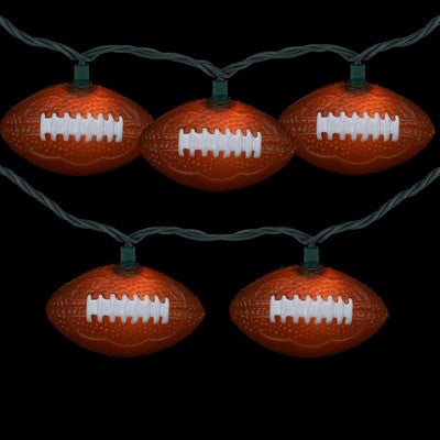  Northlight Football Indoor Outdoor Patio Light Set - 6' - Green Wire - 10ct