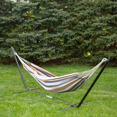  Northlight 73" X 58.5" Striped Double Brazilian Hammock - Brown/White