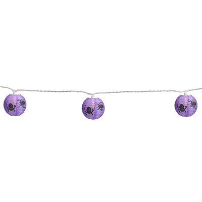  Northlight 10ct Spider Paper Lantern Halloween Lights - Purple - Clear Lights - 8.5' White Wire