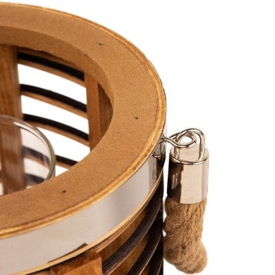  Northlight Rattan Glass Candle Lantern With Jute Handle - 7.5"