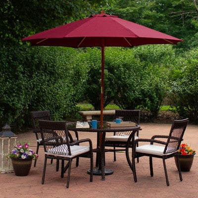  Northlight 8.5ft Outdoor Patio Market Umbrella With Wooden Pole, Burgundy