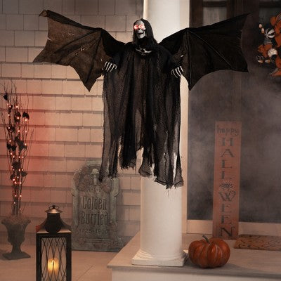  Northlight LED Lighted And Animated Winged Grim Reaper Halloween Decoration - 50"