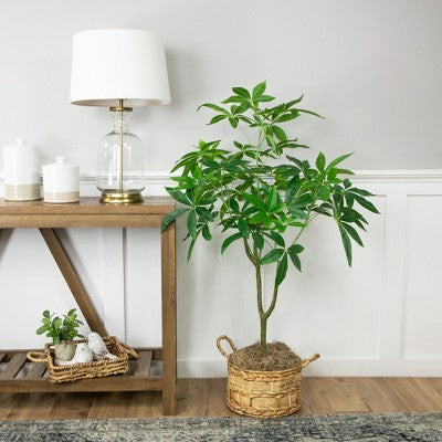  Northlight 4' Artificial Unbraided Potted Green Money Tree