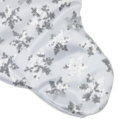  Northlight 19 White And Silver Sequin Snowflake Christmas Stocking
