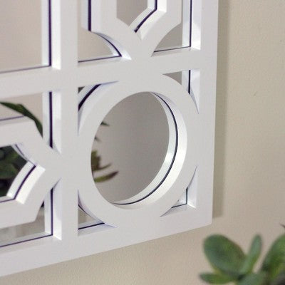 Northlight 29.5" White Framed Geometric Openwork Rectangular Wall Mirror