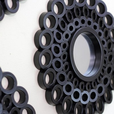  Northlight Set Of 3 Round Black Cascading Angular Orbs Mirrors 9.5"
