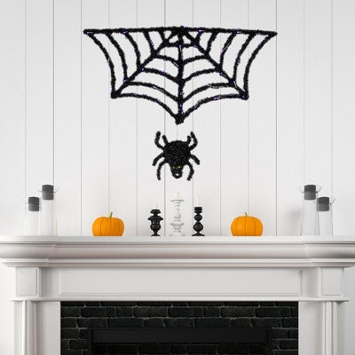  Northlight Lighted Spider And Web Halloween Decoration - 36" - Black - Purple LED Lights