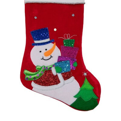  Northlight 20.5" Red And White Embroidered Snowman With Glitter Christmas Stocking