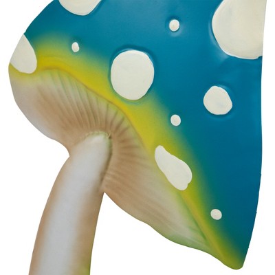 Northlight Double Spotted Mushrooms Outdoor Garden Stake - 16" - Blue And Green