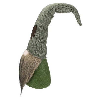  Northlight Forest Tree Chevron Hat Gnome Head Christmas Decoration - 21" - Green And Brown