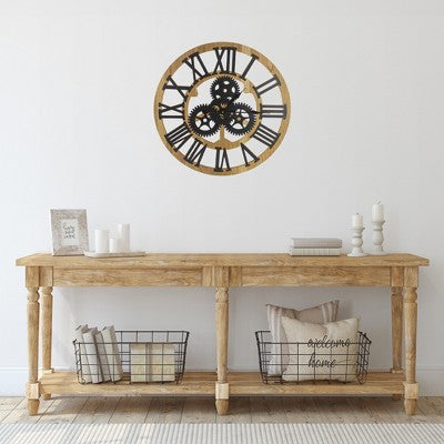  Northlight 24" Roman Numeral Battery Operated Round Wall Clock With Cogs