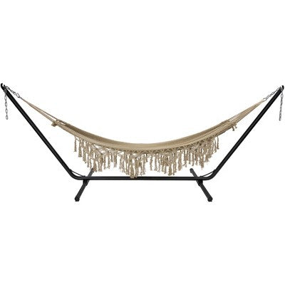  Northlight 31" X 78" Cotton Hammock With Lattice Pattern Tassels - Brown