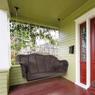  Northlight Hand Woven Resin Wicker Porch Swing With Chain - Dark Brown