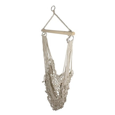  Northlight 44" X 39" Natural Cotton Macrame Hammock Chair With Wooden Bar