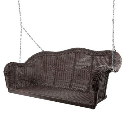  Northlight Hand Woven Resin Wicker Porch Swing With Chain - Dark Brown