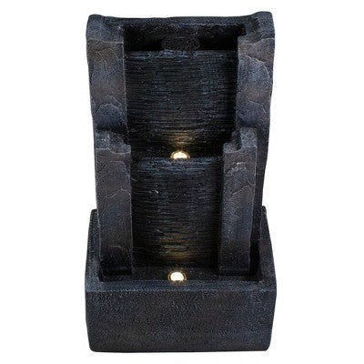  Northlight 23.5" Black And Gray Modern Lighted Three-tier Outdoor Garden Water Fountain