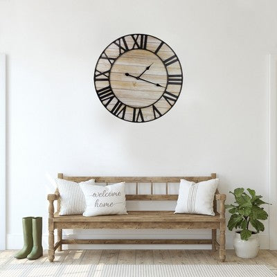  Northlight 24" Metal Framed Roman Numeral Battery Operated Round Wall Clock