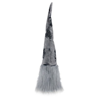  Northlight Lighted Star Gnome With Palm Leaves Hat Christmas Decoration - 16" - Gray And Black