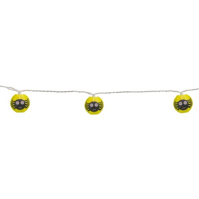  Northlight 10-Count Yellow And Black Spider Paper Lantern Halloween Lights, 8.5ft White Wire