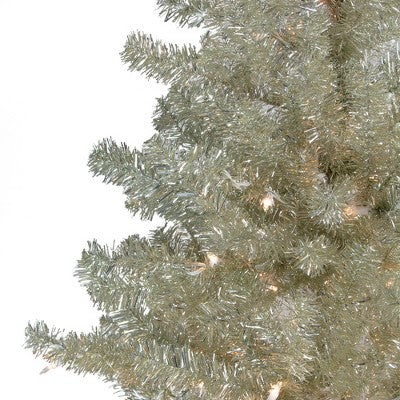  Northlight 9' Pre-Lit Artificial Christmas Tree Metallic Sheer Champagne Tinsel - Clear Lights