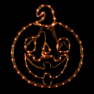  Northlight 18" Orange Jack O Lantern 4 Function LED Lighted Halloween Window Silhouette