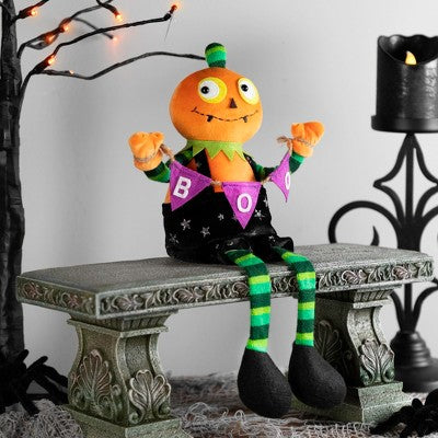  Northlight Jack O Lantern Halloween Decoration With Boo Banner- 14"