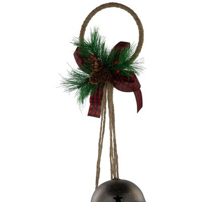 Northlight Jingle Bells With Plaid Bow Christmas Decoration - 20" - Silver