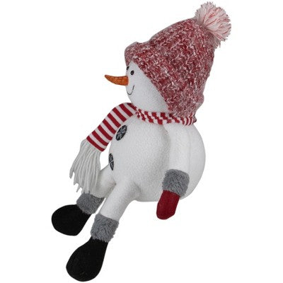  Northlight Sitting Winter Snowman Christmas Decoration - 16" - Red And White