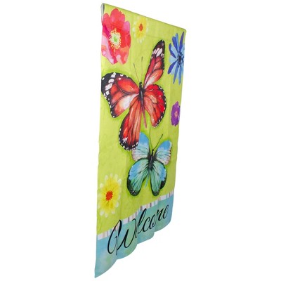  Northlight Welcome Butterflies Green Outdoor House Flag 28" X 40"