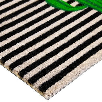  Northlight Green Cactus Striped Natural Coir Outdoor Doormat 18" X 30"