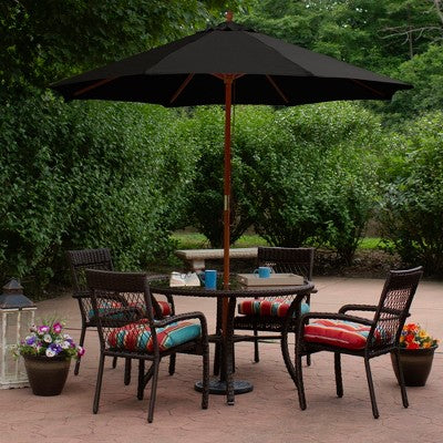  Northlight 8.5ft Outdoor Patio Market Umbrella With Wooden Pole, Black