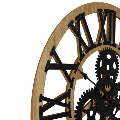  Northlight 24" Roman Numeral Battery Operated Round Wall Clock With Cogs