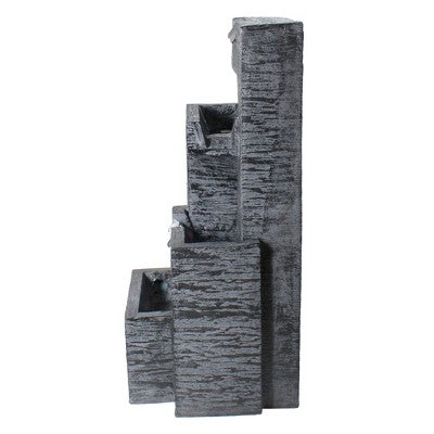  Northlight 32.25" Black And Gray Lighted Three-tier Outdoor Garden Water Fountain