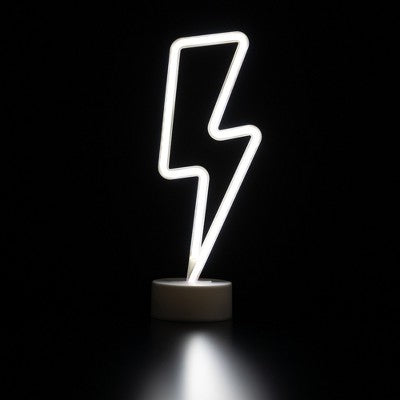  Northlight 11.5" Battery Operated Neon Style LED Lightening Bolt Table Light - White