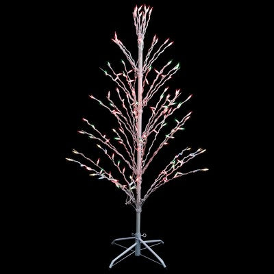  Northlight 4' Prelit Artificial Christmas Tree White Lighted Cascade Twig Outdoor Decoration - Multi-Color Lights