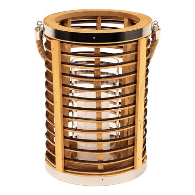  Northlight Rattan Glass Candle Lantern With Jute Handle - 11.5"