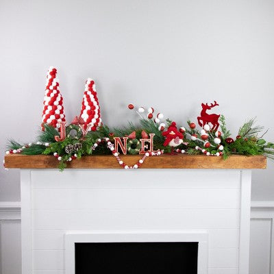  Northlight Pom Pom Cone Tree Christmas Decoration - 13" - White And Red