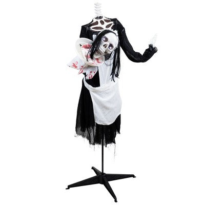  Northlight LED Lighted And Animated Skeleton Maid Head-in-Hand Halloween Figure - 57"