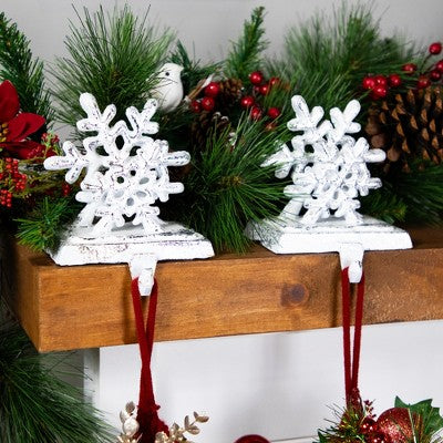  Northlight Double Snowflake Christmas Stocking Holders - 4.75" - Silver - Set Of 2