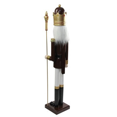  Northlight 48" Burgundy And White Wooden Christmas Nutcracker King With Scepter