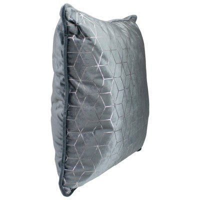  Northlight 19" Gray And Silver Velvet Throw Pillow With Geometric Design