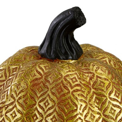  Northlight 9.75" Gold And Orange Greek Key Textured Autumn Pumpkin Tabletop Decoration