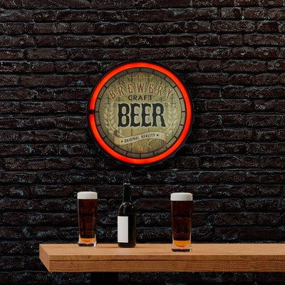 Northlight LED Craft Beer Bottle Cap Neon Lighted Wall Sign - 12.5" - Red