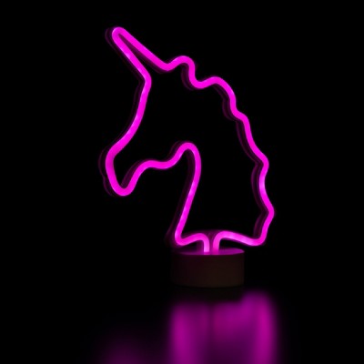  Northlight 11" Battery Operated Neon Style LED Unicorn Table Light - Pink