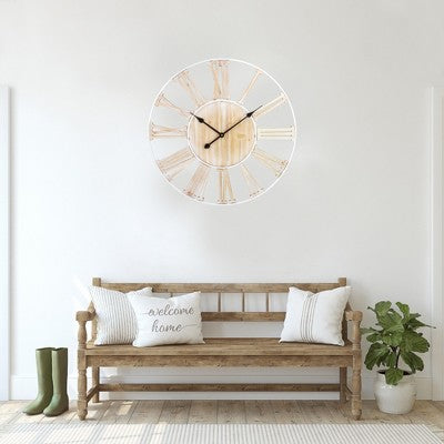  Northlight 28" Metal Framed Roman Numeral Battery Operated Round Wall Clock