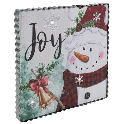  Northlight 12" LED Lighted 'Joy' Snowman Christmas Canvas Wall Art