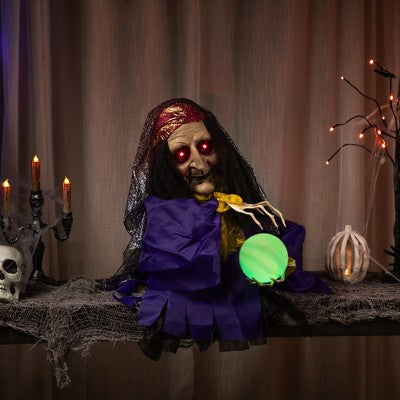  Northlight Lighted And Animated Fortune Teller Halloween Decoration - 20" - Multicolor Lights