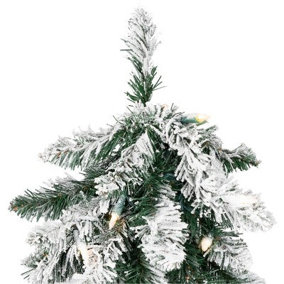  Northlight Pre-Lit Pencil Flocked Alpine Artificial Christmas Tree - 5' - Clear Lights
