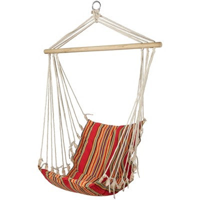  Northlight 21" X 34" Striped Hammock Chair With Padding And Wooden Bar - Red/Yellow