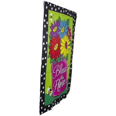  Northlight Bless This Home Bouquet With Vase Outdoor House Flag 28" X 40"
